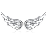 925 Sterling Silver Feather Fairy Wings Earrings Fine Jewelry