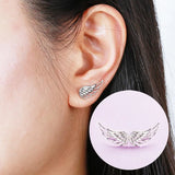 925 Sterling Silver Feather Fairy Wings Earrings Fine Jewelry