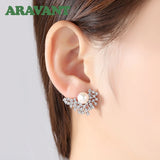 925 Silver CZ Freshwater Pearl Stud Earrings For Women