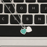 925 Silver Love Necklace Pink Heart-shaped Pendant
