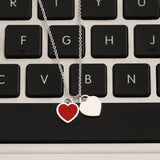 925 Silver Love Necklace Pink Heart-shaped Pendant