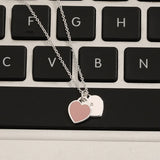 925 Silver Love Necklace Pink Heart-shaped Pendant