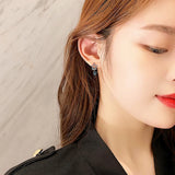 925 Silver Water Drop Stud Earrings Zirconia Star Fine Jewelry