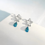 925 Silver Water Drop Stud Earrings Zirconia Star Fine Jewelry