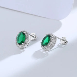 925 Silver Wedding Earring Green Yellow Crystal Stone Sweet Earring