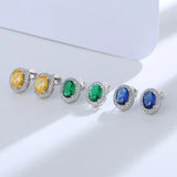 925 Silver Wedding Earring Green Yellow Crystal Stone Sweet Earring