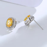 925 Silver Wedding Earring Green Yellow Crystal Stone Sweet Earring