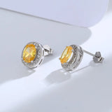925 Silver Wedding Earring Green Yellow Crystal Stone Sweet Earring