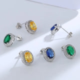 925 Silver Wedding Earring Green Yellow Crystal Stone Sweet Earring