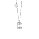 925 Silver Zircon Hourglass Pendant Necklace Women Birthday Jewelry