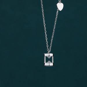 925 Silver Zircon Hourglass Pendant Necklace Women Birthday Jewelry