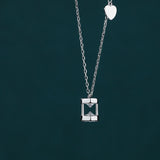 925 Silver Zircon Hourglass Pendant Necklace Women Birthday Jewelry