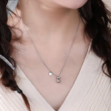 925 Silver Zircon Hourglass Pendant Necklace Women Birthday Jewelry