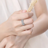 925 Sterling Silver Zirconia Double Layer Ring Women Adjustable