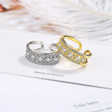 925 Sterling Silver Zirconia Double Layer Ring Women Adjustable