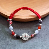 925 Silver MY WEDDING Charm Bracelets Multicolor Double Happiness