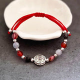 925 Silver MY WEDDING Charm Bracelets Multicolor Double Happiness
