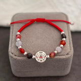 925 Silver MY WEDDING Charm Bracelets Multicolor Double Happiness