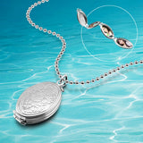 925 Silver Magic 4 Photo Memory Locket Necklace Oval Flower Flash Box Album Box