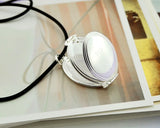 925 Silver Magic 4 Photo Memory Locket Necklace Oval Flower Flash Box Album Box
