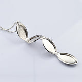 925 Silver Magic 4 Photo Memory Locket Necklace Oval Flower Flash Box Album Box