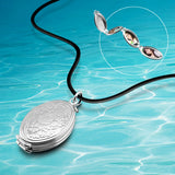 925 Silver Magic 4 Photo Memory Locket Necklace Oval Flower Flash Box Album Box