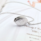 925 Silver Magic 4 Photo Memory Locket Necklace Oval Flower Flash Box Album Box