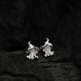 925 Silver Ghost Hat Stud Earrings for Women