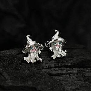 925 Silver Ghost Hat Stud Earrings for Women