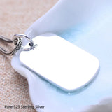 925 Silver Male Big Pendant Smooth Flat Bullion Punk Necklace