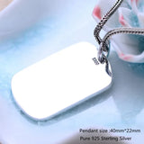 925 Silver Male Big Pendant Smooth Flat Bullion Punk Necklace