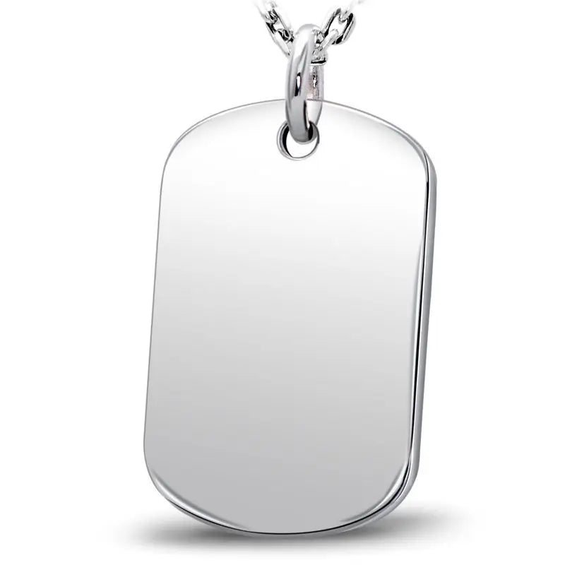925 Silver Male Big Pendant Smooth Flat Bullion Punk Necklace
