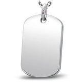 925 Silver Male Big Pendant Smooth Flat Bullion Punk Necklace