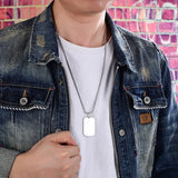 925 Silver Male Big Pendant Smooth Flat Bullion Punk Necklace
