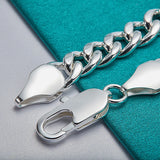 925 Sterling Silver Male Bracelet 10mm Width Party Bracelet for Man Boy Fine