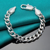 925 Sterling Silver Male Bracelet 10mm Width Party Bracelet for Man Boy Fine