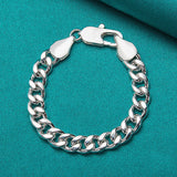 925 Sterling Silver Male Bracelet 10mm Width Party Bracelet for Man Boy Fine
