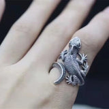 925 Silver Lizard Rock Punk Ring Men Women Jewelry