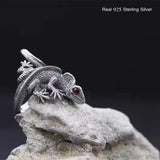925 Silver Lizard Rock Punk Ring Men Women Jewelry