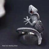 925 Silver Lizard Rock Punk Ring Men Women Jewelry