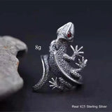 925 Silver Lizard Rock Punk Ring Men Women Jewelry