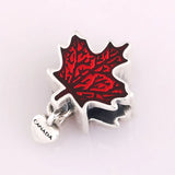 925 Silver Maple Leaf Love Canada Dangle Charm Beads Pendant