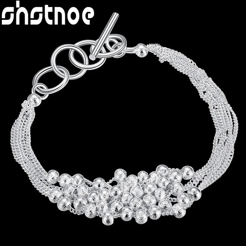 925 Silver Matte Ball Chain Grapes Bracelet for Women