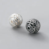 925 Sterling Silver 10mm Flower Beads Hollow Out Spacer Bracelets DIY Findings