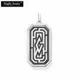 925 Silver Maze Dog Tag Pendant Street Style Jewelry Gift