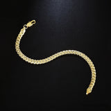 925 Sterling Silver Men Bracelet 5MM Snake Flat Chain Armband for Men