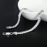 925 Sterling Silver Men Bracelet 5MM Snake Flat Chain Armband for Men