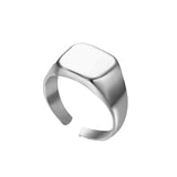 925 Silver Men Ring Square Signet Resizable Wedding Band Engrave Jewelry