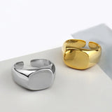 925 Silver Men Ring Square Signet Resizable Wedding Band Engrave Jewelry