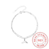 925 Silver Mermaid Charm Pendant Anklet Layer Chain Party Jewelry